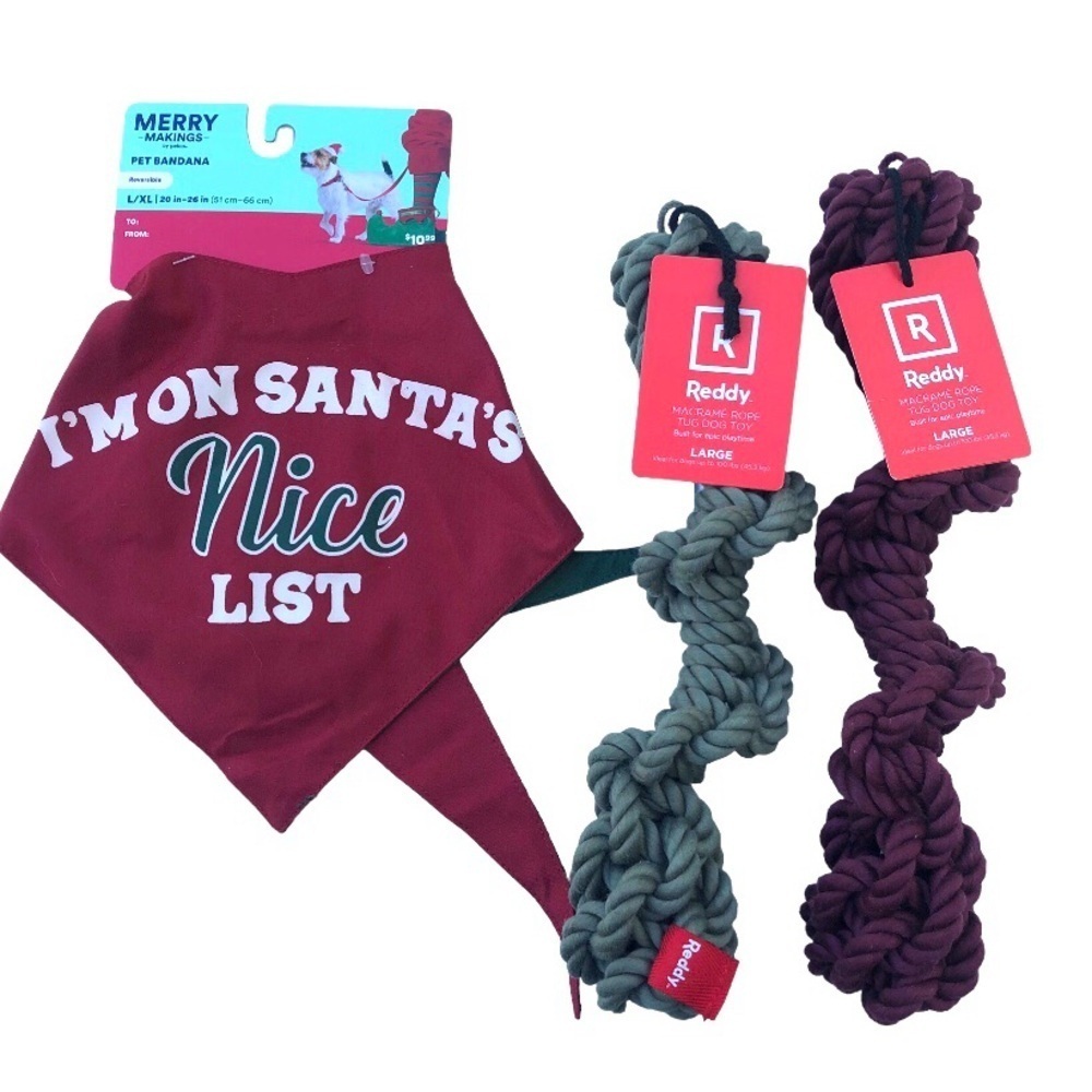 Christmas Dog Rope Toys Bandana bundle L/XL